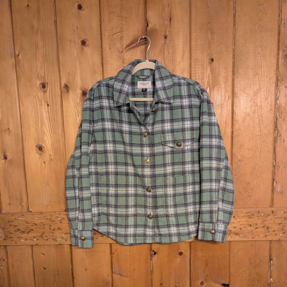 American Eagle green flannel jacket Size S